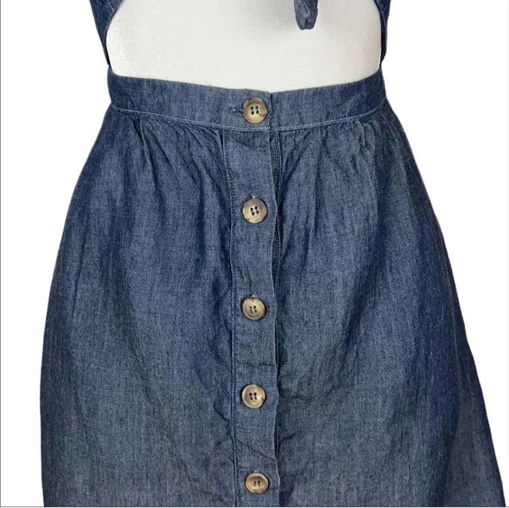 Reformation Miramar Linen Blend Chambray Tie Front Mini Dress Size 4 - Picture 6 of 11